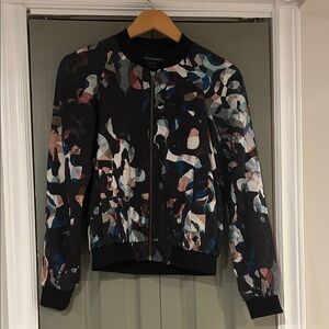 French Connection Black Multi Abstract Print Bomber Jacket